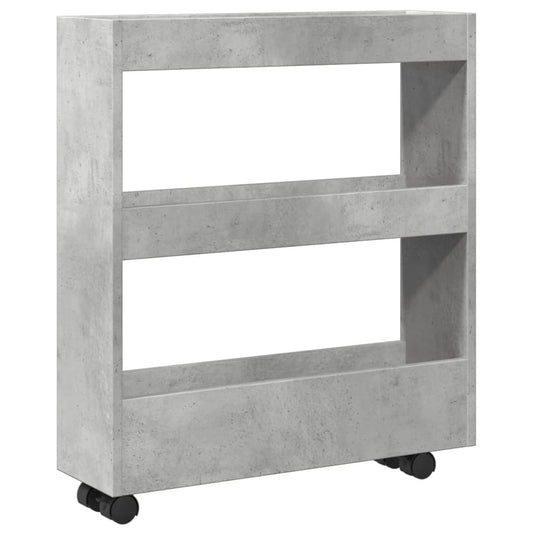 Narrow Storage Trolley 3 Tier Concrete Grey Engineered Wood Narrow Storage Trolley 3 Tier Concrete Grey Engineered Wood