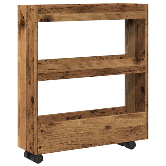 Narrow Storage Trolley 3 Tier Old Wood Engineered Wood Narrow Storage Trolley 3 Tier Old Wood Engineered Wood