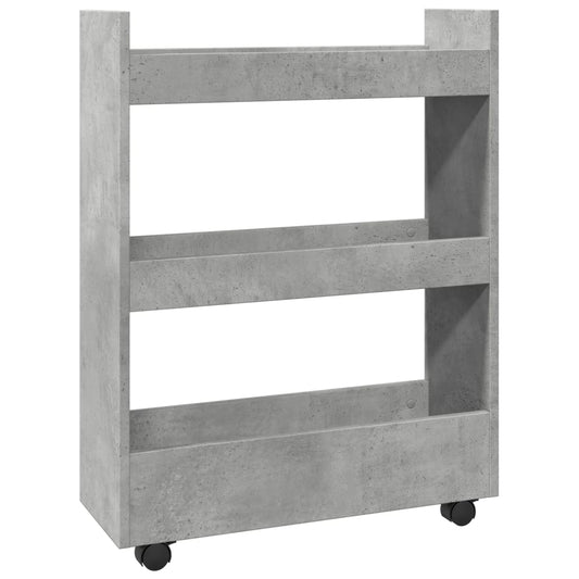 Narrow Storage Trolley 3 Tier Concrete Grey Engineered Wood Narrow Storage Trolley 3 Tier Concrete Grey Engineered Wood