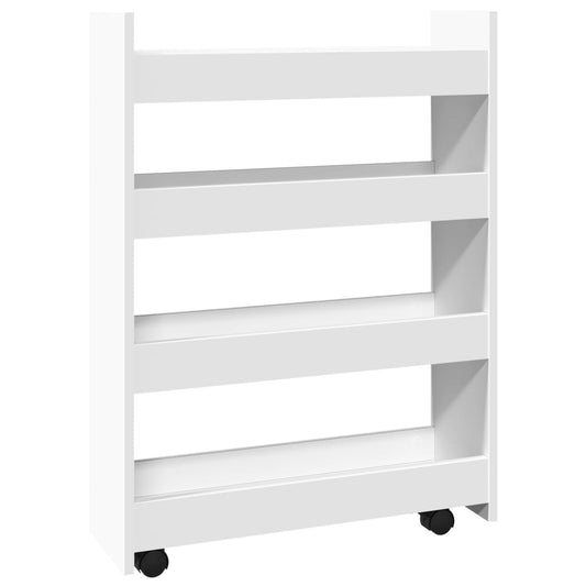 Narrow Storage Trolley 4 Tier White Engineered Wood Narrow Storage Trolley 4 Tier White Engineered Wood