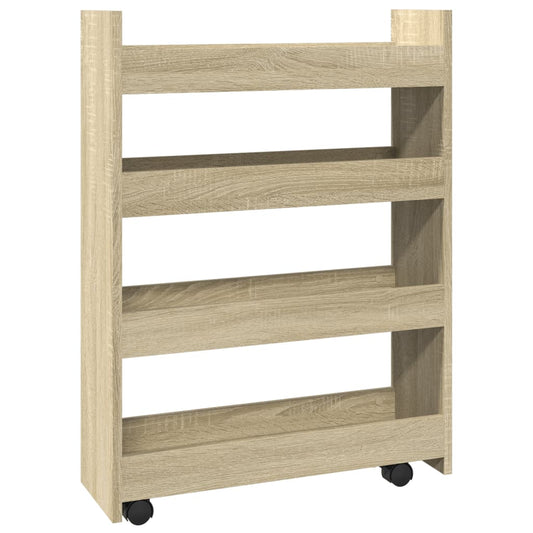 Narrow Storage Trolley 4 Tier Sonoma Oak Engineered Wood Narrow Storage Trolley 4 Tier Sonoma Oak Engineered Wood