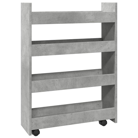 Narrow Storage Trolley 4 Tier Concrete Grey Engineered Wood Narrow Storage Trolley 4 Tier Concrete Grey Engineered Wood