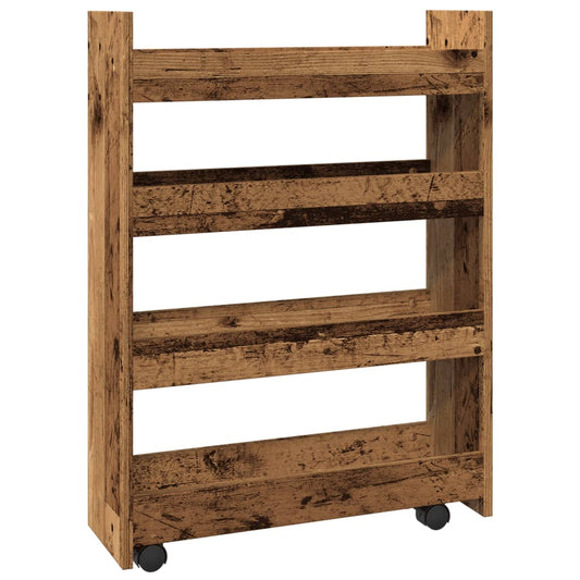 Narrow Storage Trolley 4 Tier Old Wood Engineered Wood Narrow Storage Trolley 4 Tier Old Wood Engineered Wood