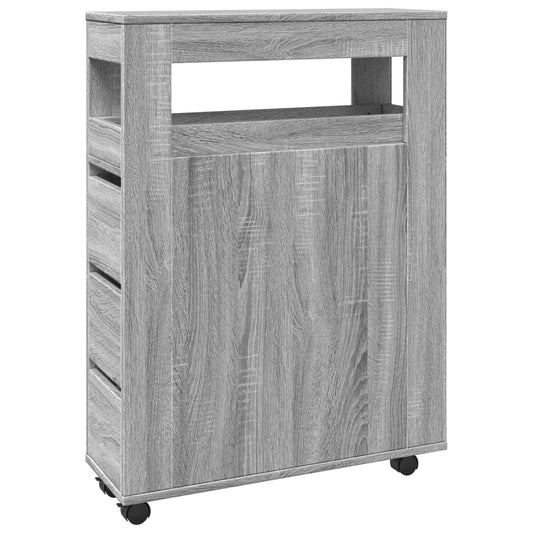 Narrow Bathroom Cabinet with Wheels Grey Sonoma Engineered Wood Narrow Bathroom Cabinet with Wheels Grey Sonoma Engineered Wood