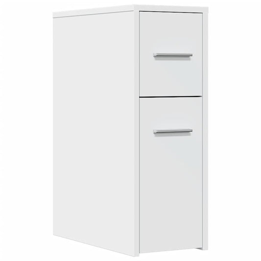 Narrow Bathroom Cupboard with Wheels White Engineered Wood Narrow Bathroom Cupboard with Wheels White Engineered Wood