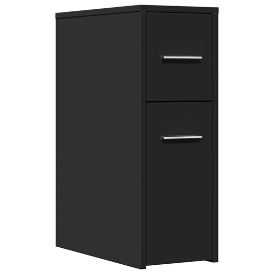 Narrow Bathroom Cupboard with Wheels Black Engineered Wood Narrow Bathroom Cupboard with Wheels Black Engineered Wood
