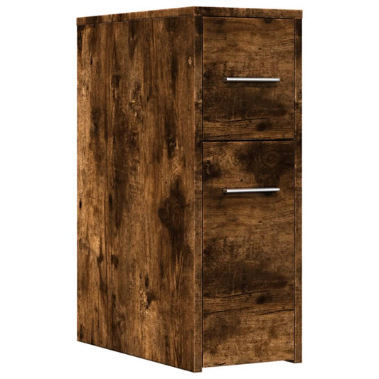 Narrow Bathroom Cupboard with Wheels Smoked Oak Engineered Wood Narrow Bathroom Cupboard with Wheels Smoked Oak Engineered Wood