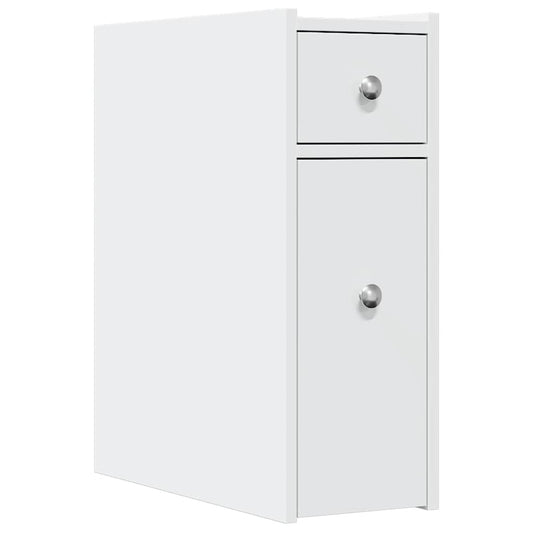 Narrow Bathroom Cupboard with Wheels White Engineered Wood Narrow Bathroom Cupboard with Wheels White Engineered Wood