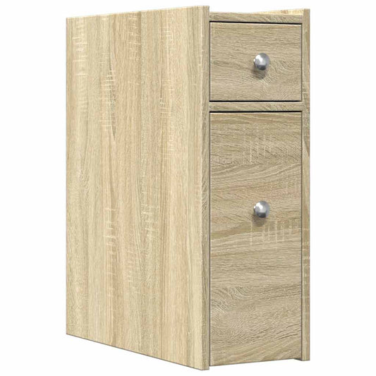 Narrow Bathroom Cupboard with Wheels Sonoma Oak Engineered Wood Narrow Bathroom Cupboard with Wheels Sonoma Oak Engineered Wood