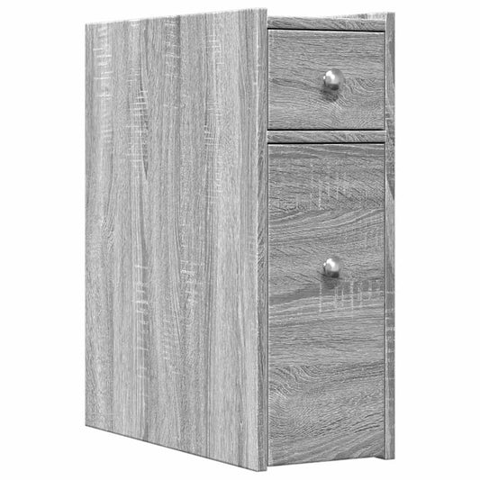 Narrow Bathroom Cupboard with Wheels Grey Sonoma Engineered Wood Narrow Bathroom Cupboard with Wheels Grey Sonoma Engineered Wood