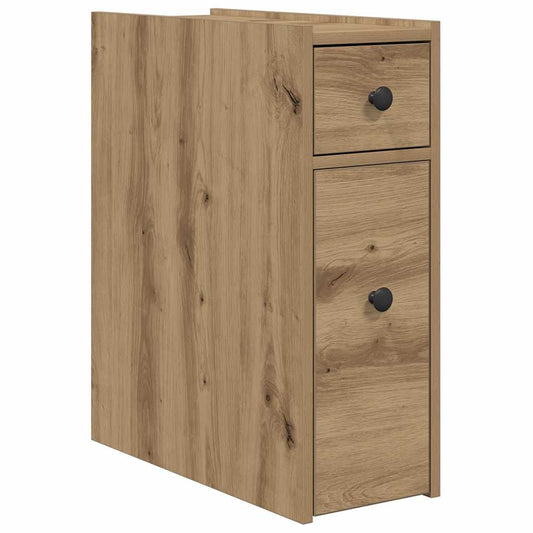 Narrow Bathroom Cupboard with Wheels Artisian Oak Narrow Bathroom Cupboard with Wheels Artisian Oak