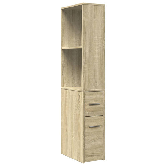 Narrow Bathroom Cupboard with Wheels Sonoma Oak Engineered Wood Narrow Bathroom Cupboard with Wheels Sonoma Oak Engineered Wood