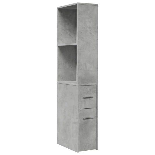 Narrow Bathroom Cupboard with Wheels Concrete Grey Narrow Bathroom Cupboard with Wheels Concrete Grey