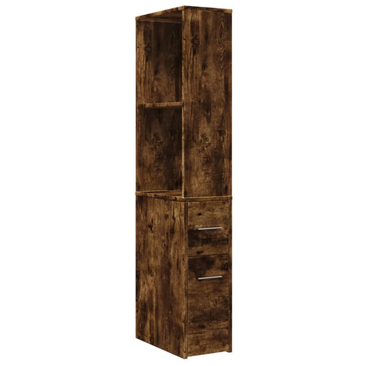 Narrow Bathroom Cupboard with Wheels Smoked Oak Engineered Wood Narrow Bathroom Cupboard with Wheels Smoked Oak Engineered Wood