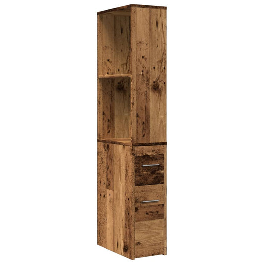 Narrow Bathroom Cupboard with Wheels Old Wood Engineered Wood Narrow Bathroom Cupboard with Wheels Old Wood Engineered Wood
