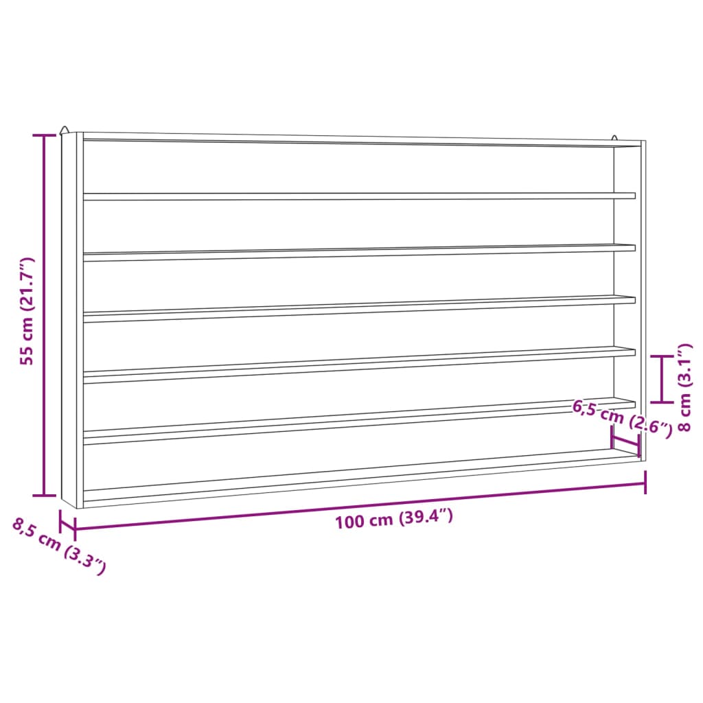 Wooden Collector's Display Case with 6 Shelves 100x9x55 cm