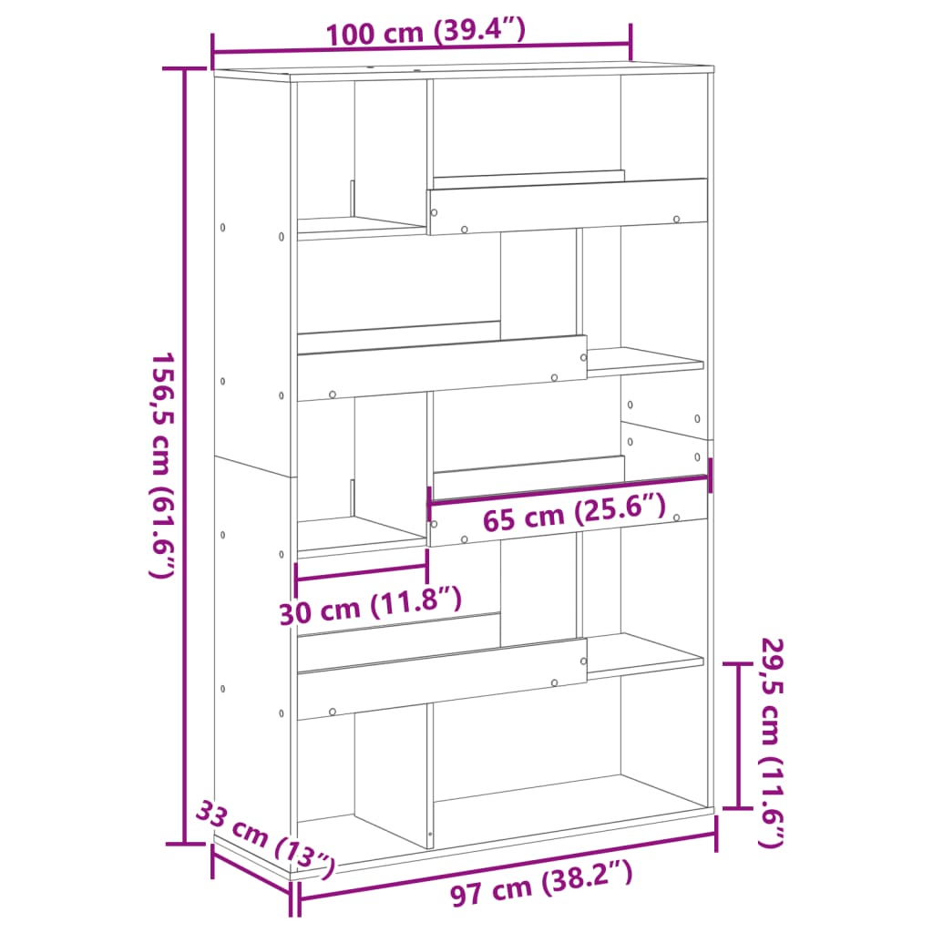 Bookcase Old Wood 100x33x156,5 cm Engineered Wood