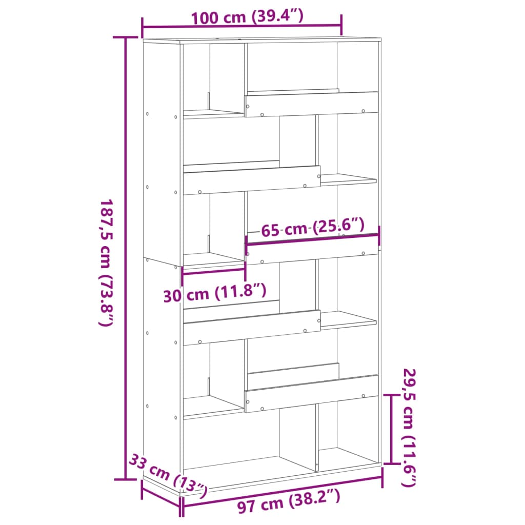 Bookcase Old Wood 100x33x187,5 cm Engineered Wood