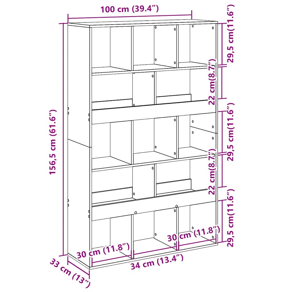 Bookcase Black 100x33x156,5 cm Engineered Wood