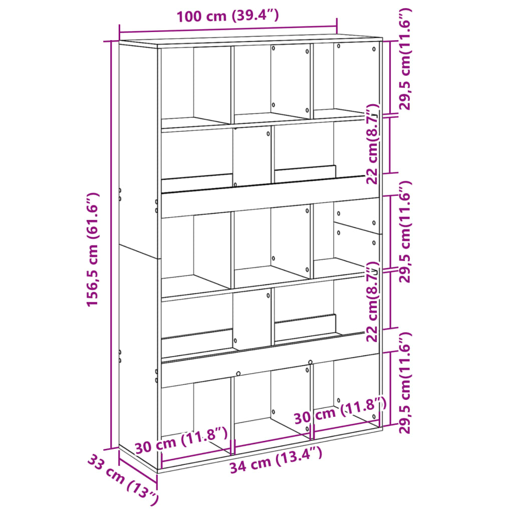 Bookcase Concrete Grey 100x33x156,5 cm Engineered Wood