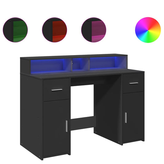 Desk with LED Lights Black 120x55x91 cm Engineered Wood Desk with LED Lights Black 120x55x91 cm Engineered Wood