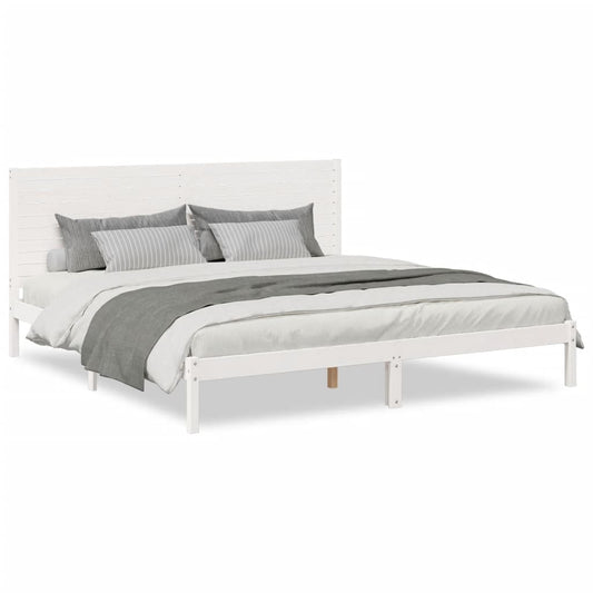 Extra Long Bed Frame without Mattress White 200x220 cm Solid Wood Extra Long Bed Frame without Mattress White 200x220 cm Solid Wood