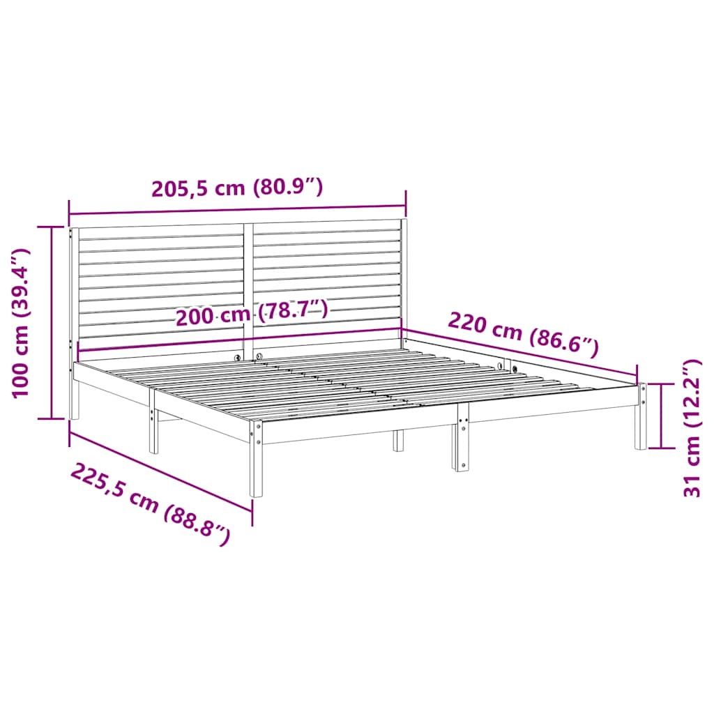 Extra Long Bed Frame without Mattress White 200x220 cm