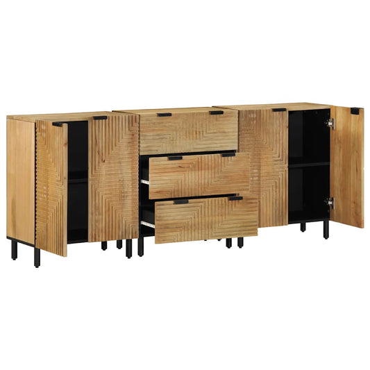 3 Piece Sideboards Brown 60x33x75 cm Solid Wood Mango 3 Piece Sideboards Brown 60x33x75 cm Solid Wood Mango