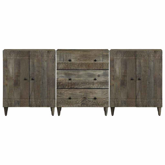 3 Piece Sideboards Light Grey 60x33.5x75 cm Solid Wood Mango 3 Piece Sideboards Light Grey 60x33.5x75 cm Solid Wood Mango