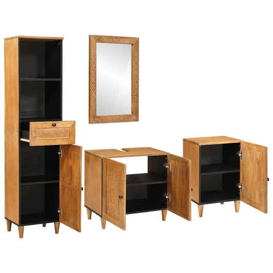 Bathroom Furniture Set 4 pcs Brown Engineered Wood Bathroom Furniture Set 4 pcs Brown Engineered Wood