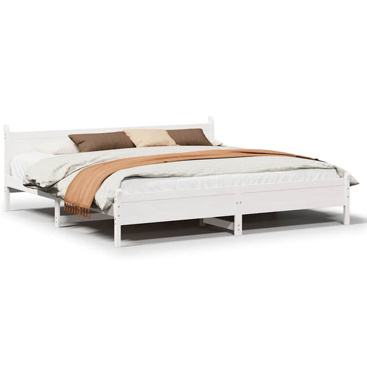 Bed Frame without Mattress White 200x200 cm Solid Wood Pine Bed Frame without Mattress White 200x200 cm Solid Wood Pine
