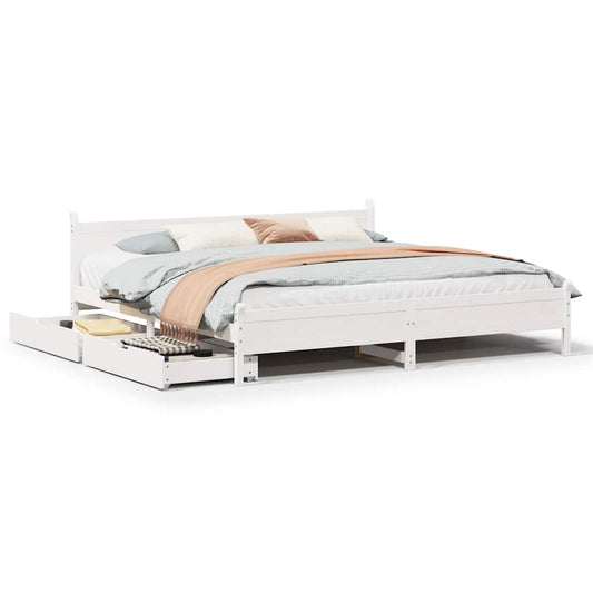 Bed Frame without Mattress White 200x200 cm Solid Wood Pine Bed Frame without Mattress White 200x200 cm Solid Wood Pine