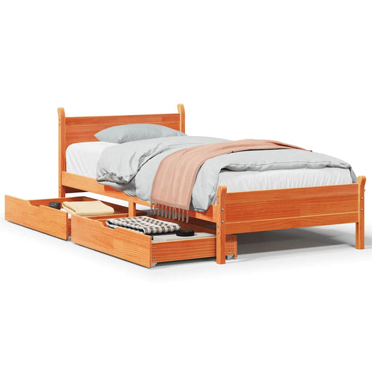 Bed Frame without Mattress Wax Brown 75x190 cm Small Single Solid Wood Pine Bed Frame without Mattress Wax Brown 75x190 cm Small Single Solid Wood Pine