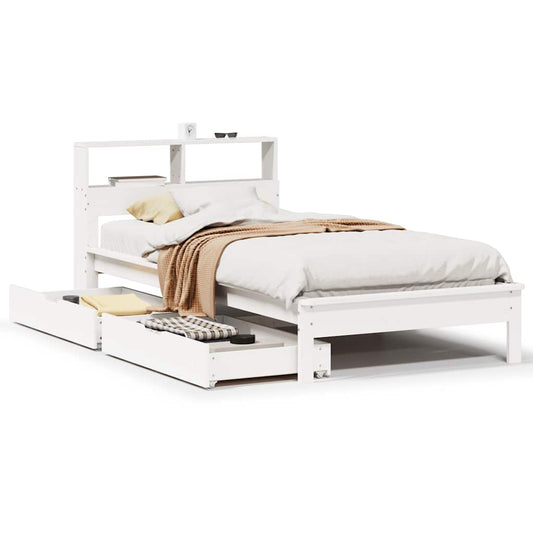 Bookcase Bed without Mattress White 75x190 cm Small Single Solid Wood Pine Bookcase Bed without Mattress White 75x190 cm Small Single Solid Wood Pine