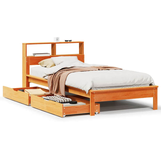 Bookcase Bed without Mattress Wax Brown 75x190 cm Small Single Solid Wood Pine Bookcase Bed without Mattress Wax Brown 75x190 cm Small Single Solid Wood Pine