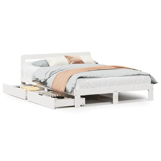 Bed Frame without Mattress White 160x200 cm Solid Wood Pine Bed Frame without Mattress White 160x200 cm Solid Wood Pine