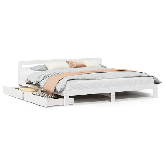 Bed Frame without Mattress White 200x200 cm Solid Wood Pine Bed Frame without Mattress White 200x200 cm Solid Wood Pine