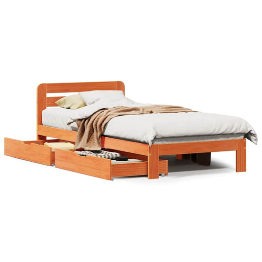 Bed Frame without Mattress Wax Brown 90x190 cm Single Solid Wood Pine Bed Frame without Mattress Wax Brown 90x190 cm Single Solid Wood Pine