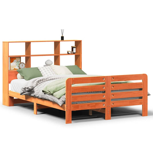 Bed Frame without Mattress Wax Brown 135x190 cm Double Solid Wood Pine Bed Frame without Mattress Wax Brown 135x190 cm Double Solid Wood Pine