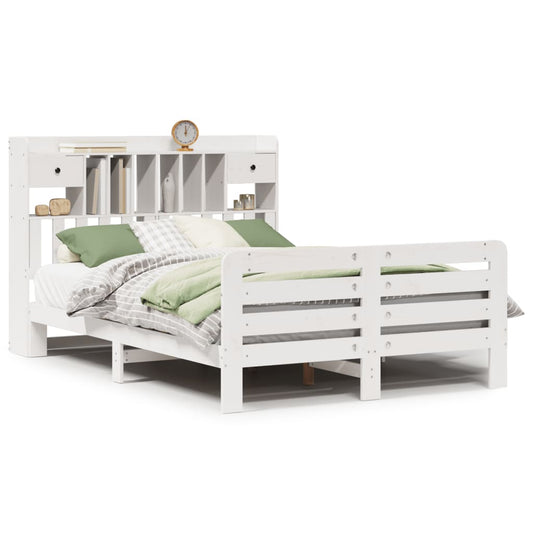 Bookcase Bed without Mattress White 150x200 cm King Size Solid Wood Pine Bookcase Bed without Mattress White 150x200 cm King Size Solid Wood Pine