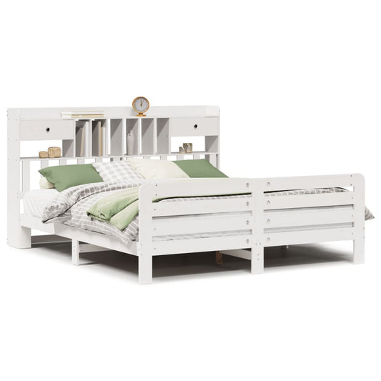 Bookcase Bed without Mattress White 180x200 cm Super King Solid Wood Pine Bookcase Bed without Mattress White 180x200 cm Super King Solid Wood Pine