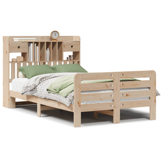 Bookcase Bed without Mattress 135x190 cm Double Solid Wood Pine Bookcase Bed without Mattress 135x190 cm Double Solid Wood Pine