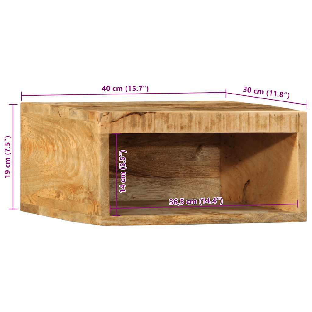 2 Piece Wall-mounted TV Cabinet Set Solid Rough Wood Mango