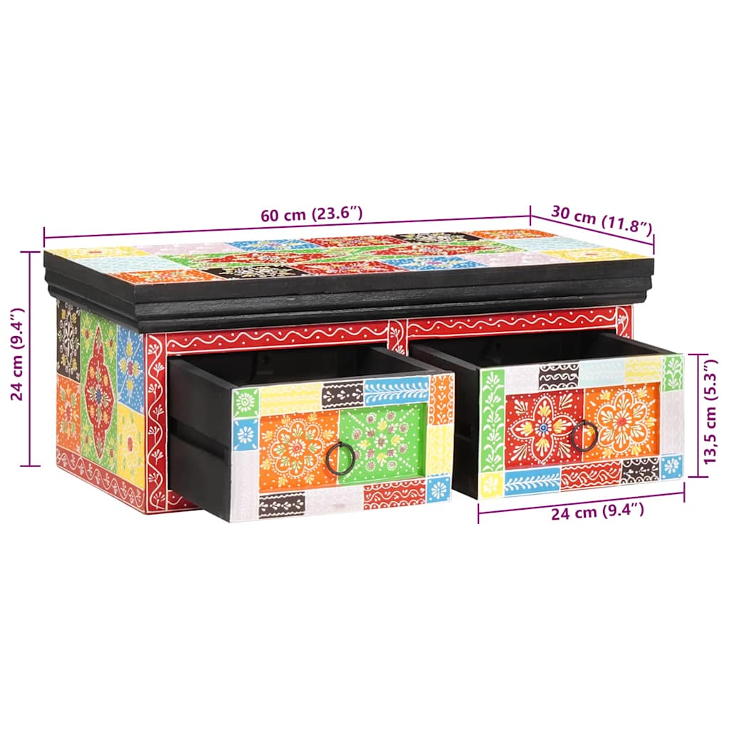 TV Cabinet Multicolour 60 x 30 x 24 cm Solid Mango wood