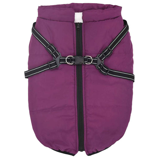 Dog Coat with Harness Waterproof Reflective Purple 4XL Dog Coat with Harness Waterproof Reflective Purple 4XL