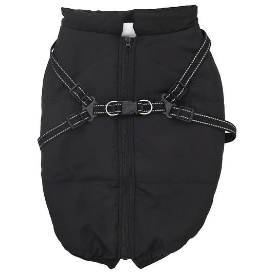 Dog Coat with Harness Waterproof Reflective Black 4XL Dog Coat with Harness Waterproof Reflective Black 4XL