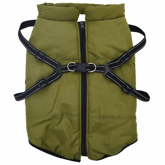 Dog Coat with Harness Waterproof Reflective Army Green 6XL Dog Coat with Harness Waterproof Reflective Army Green 6XL