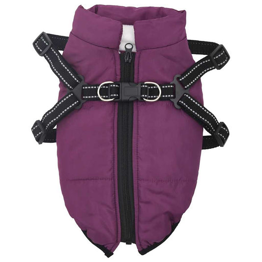 Dog Coat with Harness Waterproof Reflective Purple S Dog Coat with Harness Waterproof Reflective Purple S