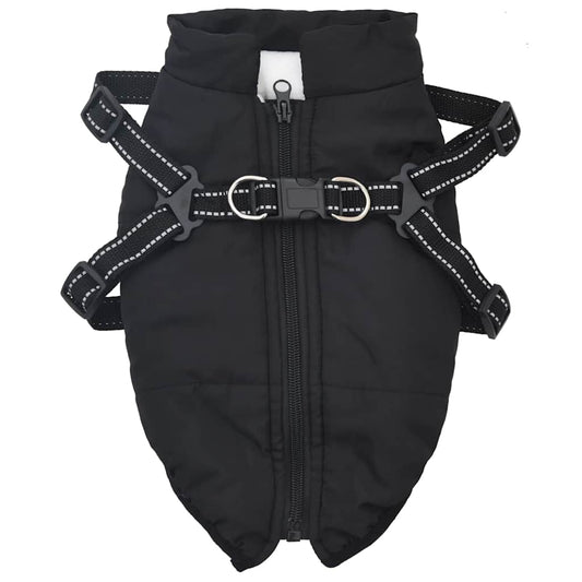 Dog Coat with Harness Waterproof Reflective Black M Dog Coat with Harness Waterproof Reflective Black M