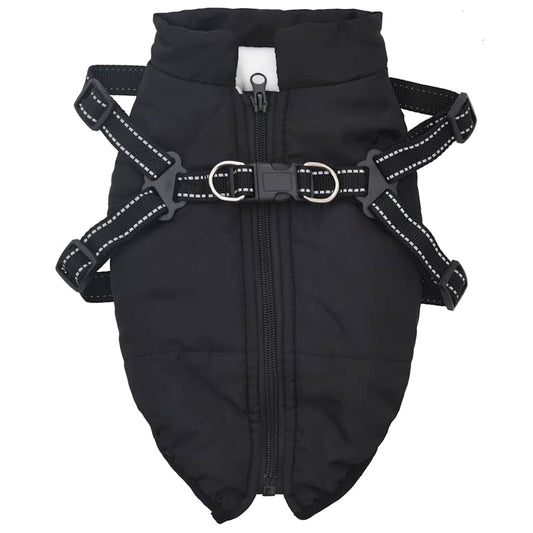 Dog Coat with Harness Waterproof Reflective Black L Dog Coat with Harness Waterproof Reflective Black L